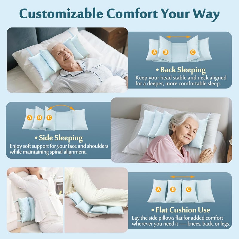 Mybow Head Stabilizing Pillow, Neck Stabilizer for Sleeping Upright, Post Cervical Fusion Surgery Head Support Cradle, Medical Positioning Wedge Pillow for Elderly Bedridden Patients (Cooling Fabric) - Image 4